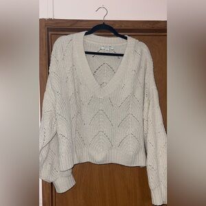 American Eagle Outfitters Cream V-Neck Sweater